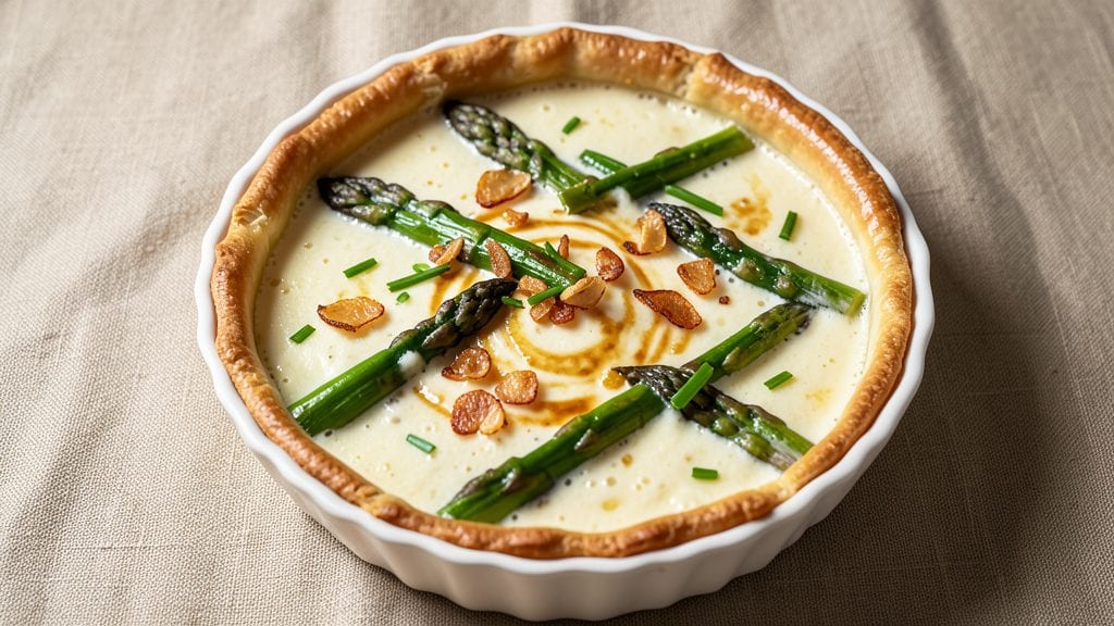 Asparagus and Goats Cheese Quiche Recipe: Flaky Crust with Herbed Cream Center