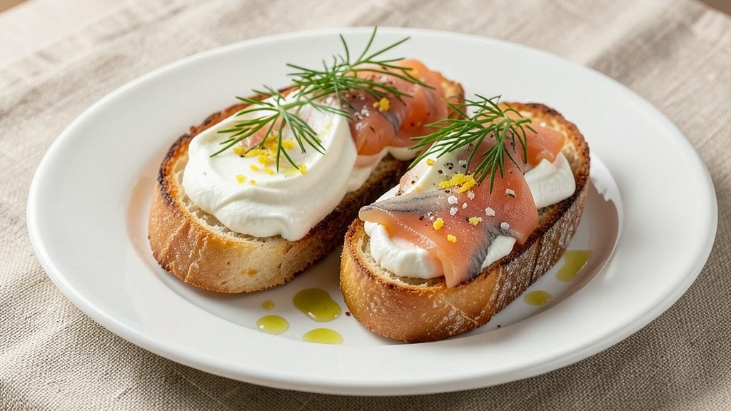 Smoked Salmon and Philadelphia Cheese Recipe: Smoky Creamy Bites on Toasted Baguette