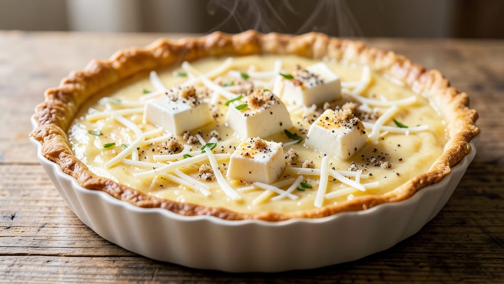 Three Cheese Quiche Recipe: Flaky Crust, Three Melting Cheese Layers